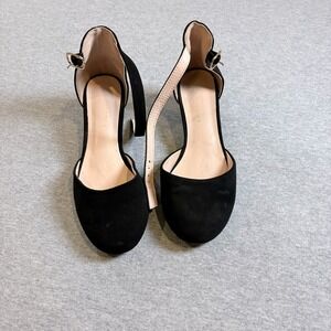 Laurmosa Dress Heels Kids Size 3 Black Ankle Strap Low Block Heel Round Toe